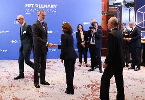 King Felipe Attends the Plenary Session of the European Round Table - Madrdid