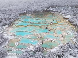 Colorful Pond Cluster After Snow - China