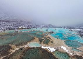 Colorful Pond Cluster After Snow - China