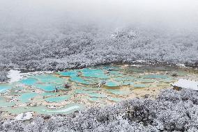 Colorful Pond Cluster After Snow - China