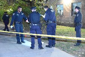 NYPD Evidence Collection Team At Scene Of 28-year-old Man Shot In The Brownsville Section Of Brooklyn New York City