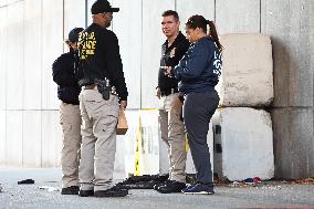 Crime Scene Investigators Search Scene Where 36 Year Old Woman Was Critically Stabbed Outside The United Nations