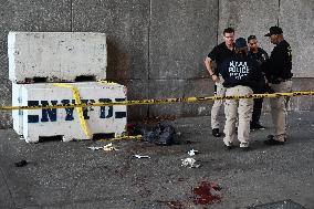 Crime Scene Investigators Search Scene Where 36 Year Old Woman Was Critically Stabbed Outside The United Nations