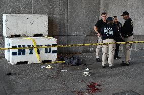 Crime Scene Investigators Search Scene Where 36 Year Old Woman Was Critically Stabbed Outside The United Nations