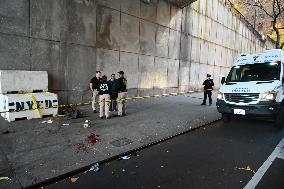 Crime Scene Investigators Search Scene Where 36 Year Old Woman Was Critically Stabbed Outside The United Nations