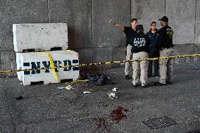 Crime Scene Investigators Search Scene Where 36 Year Old Woman Was Critically Stabbed Outside The United Nations