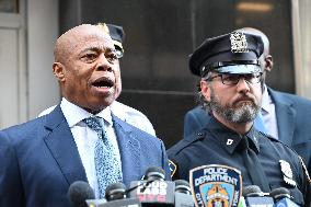 Press Conference With New York City Mayor Eric Adams And NYPD After Suspect Arrested For Stabbing Multiple People Leaving 2 Dead