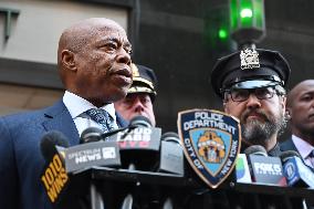 Press Conference With New York City Mayor Eric Adams And NYPD After Suspect Arrested For Stabbing Multiple People Leaving 2 Dead