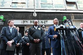 Press Conference With New York City Mayor Eric Adams And NYPD After Suspect Arrested For Stabbing Multiple People Leaving 2 Dead