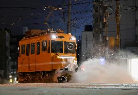 Tram snowplow in northern Japan