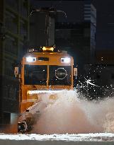 Tram snowplow in northern Japan