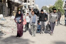 Displaced Palestinians Fleeing Beit Lahia - Northern Gaza