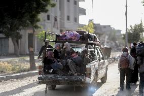 Displaced Palestinians Fleeing Beit Lahia - Northern Gaza