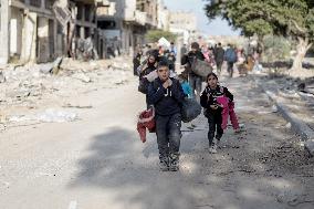 Displaced Palestinians Fleeing Beit Lahia - Northern Gaza