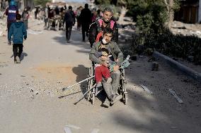 Displaced Palestinians Fleeing Beit Lahia - Northern Gaza