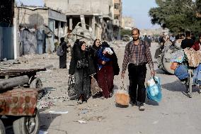 Displaced Palestinians Fleeing Beit Lahia - Northern Gaza