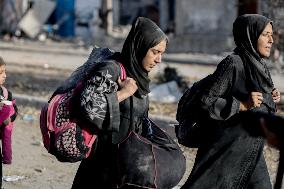 Displaced Palestinians Fleeing Beit Lahia - Northern Gaza