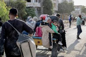 Displaced Palestinians Fleeing Beit Lahia - Northern Gaza