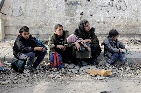 Displaced Palestinians Fleeing Beit Lahia - Northern Gaza