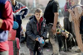 Displaced Palestinians Fleeing Beit Lahia - Northern Gaza