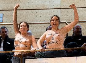 FEMEN Protests In The Senate - Madrid