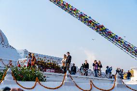 Tourists At Boudhanath Stupa, Kathmandu, Nepal.