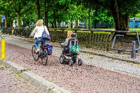 Cycling Paradise Holland, Daily Life In The Netherlands: Bicycling In The Dutch City Of Venlo