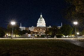 Night View Of The United States Capitol