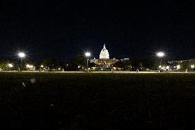 Night View Of The United States Capitol