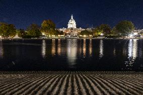 Night View Of The United States Capitol