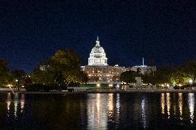 Night View Of The United States Capitol