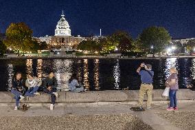 Night View Of The United States Capitol