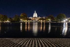 Night View Of The United States Capitol