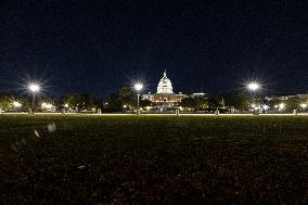 Night View Of The United States Capitol