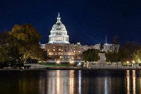 Night View Of The United States Capitol