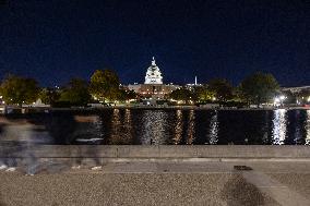 Night View Of The United States Capitol