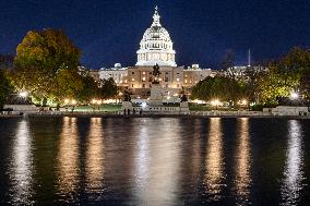 Night View Of The United States Capitol