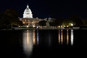 Night View Of The United States Capitol