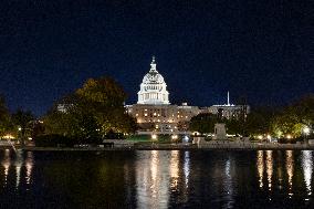 Night View Of The United States Capitol