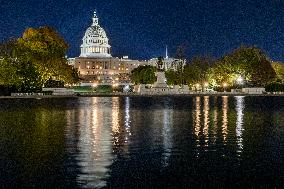 Night View Of The United States Capitol