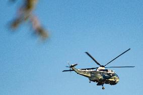 Marine One Helicopter Flying Over Washington DC