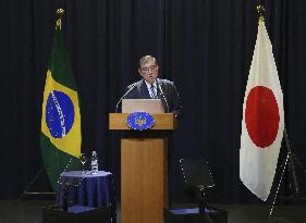 Japan PM Ishiba meets press in Rio