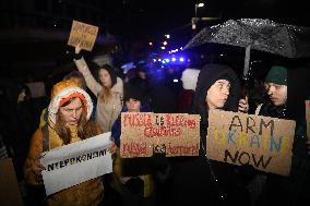 Protest On The 1000th Day Of The War In Ukraine In Warsaw