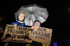 Protest On The 1000th Day Of The War In Ukraine In Warsaw