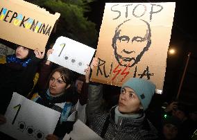 Protest On The 1000th Day Of The War In Ukraine In Warsaw