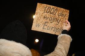 Protest On The 1000th Day Of The War In Ukraine In Warsaw