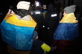 Protest On The 1000th Day Of The War In Ukraine In Warsaw