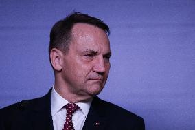 Polish Minister Of Foreign Affairs Radoslaw Sikorski At A Briefing In Warsaw