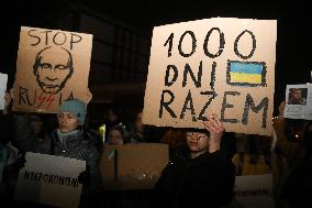 Protest On The 1000th Day Of The War In Ukraine In Warsaw