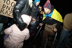 Protest On The 1000th Day Of The War In Ukraine In Warsaw